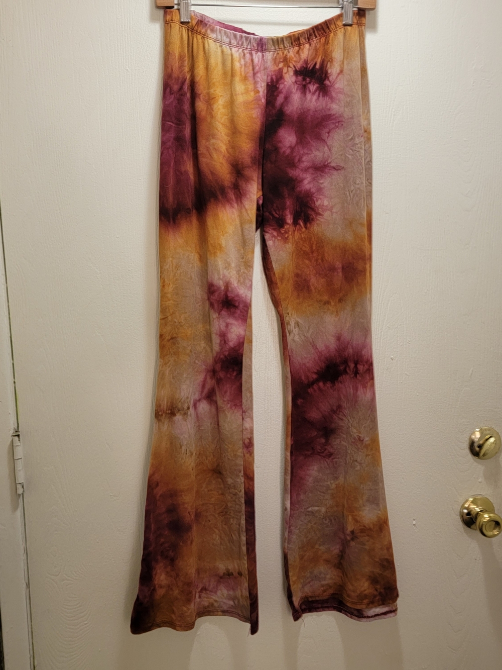 Rainbow Tie-Dye Lounge Pants in Plum & Mustard